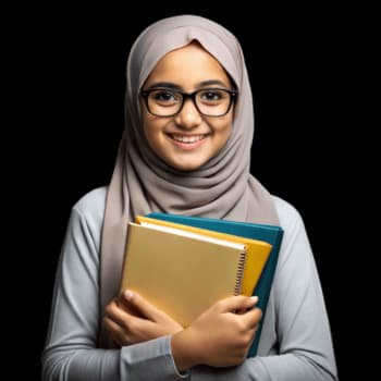 Student holding books